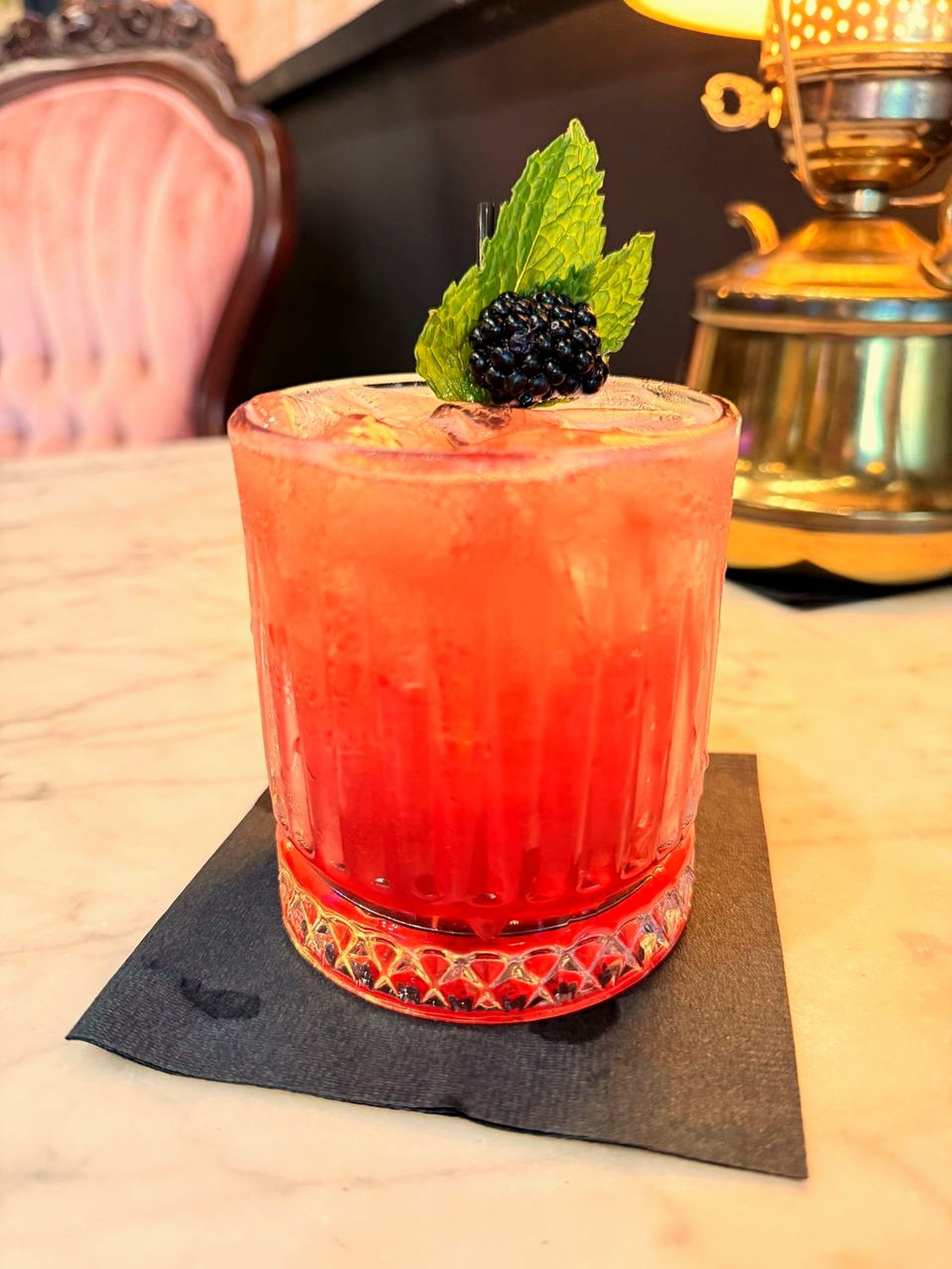 Craft cocktail in crystal glass