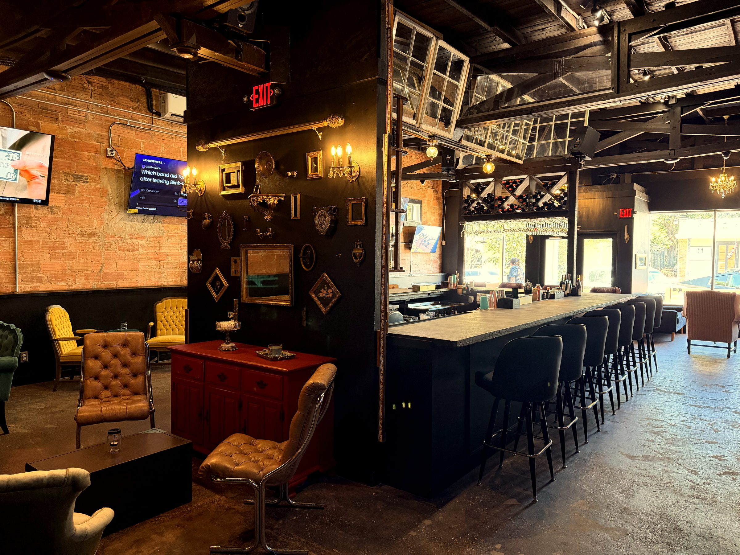 Curated spirits bar wall