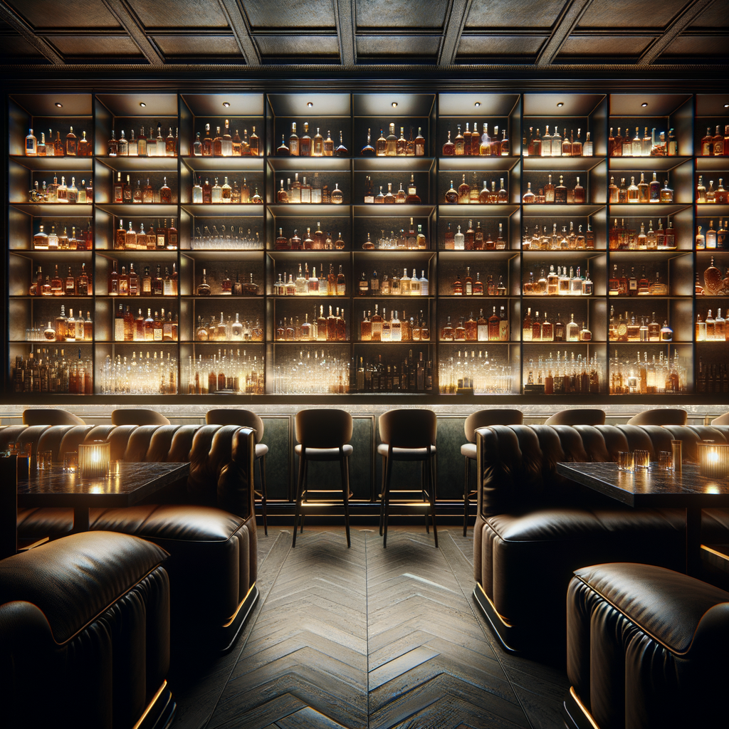 Curated spirits bar wall